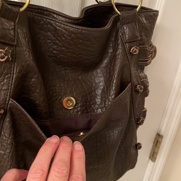 BRACIANO Shoulder Bag Handbag Brown REALLY NICE 15 w x12 h x 3” - Picture 4 of 13